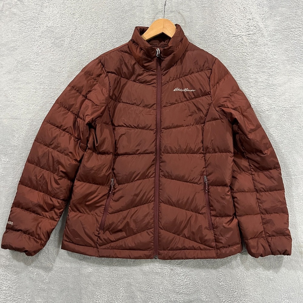 Eddie Bauer EB650 Jacket Womens M Chevron Down Quilted‎ Outdoors Gorpcore